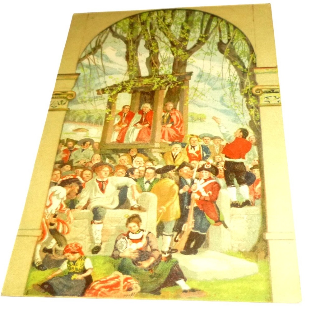Vintage 1918 Helvetia Swiss National Day Bundesfeier Postcard Switzerland Art